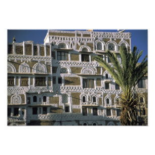 Asien, Jemen, Sana'a. Jemenitisches Haus. Fotodruck
