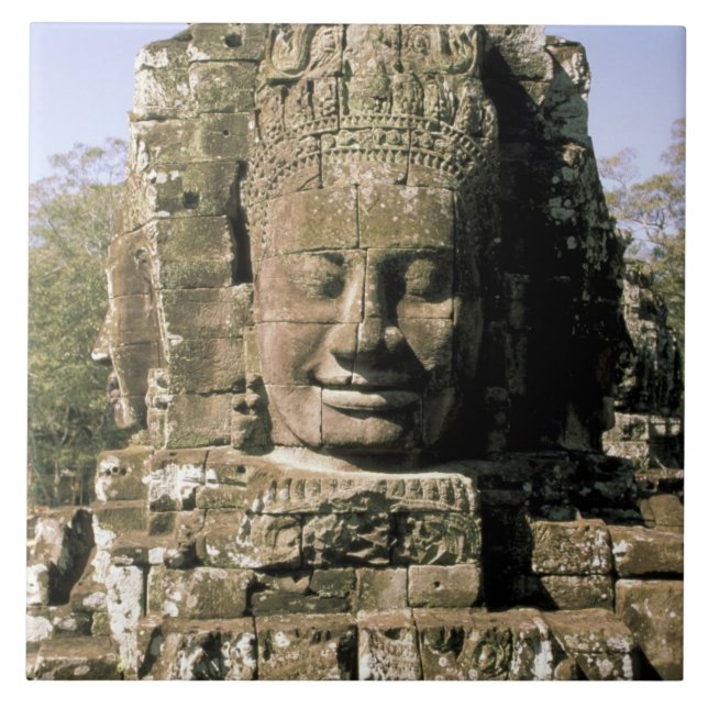 Asien, Kambodscha, Siem Reap. Angkor Thom, Leiter Fliese (Vorderseite)
