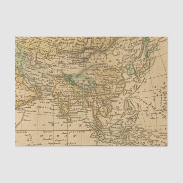 Asien-Karte durch Worcester Seidenpapier (Vorderseite)