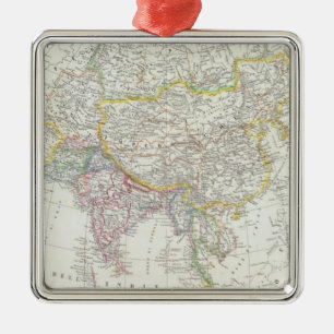 Asien-Karte Silbernes Ornament