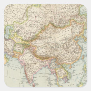 Asien - Karte von Asien Quadratischer Aufkleber