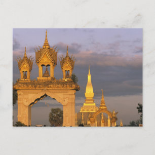 Asien, Laos, Vientiane Der Luang-Tempel. Postkarte