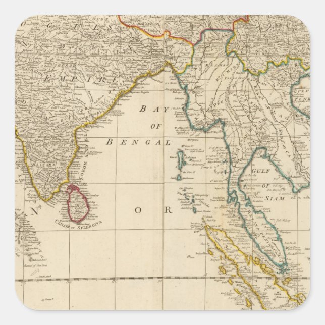 Asien-Mitte Quadratischer Aufkleber (Vorderseite)