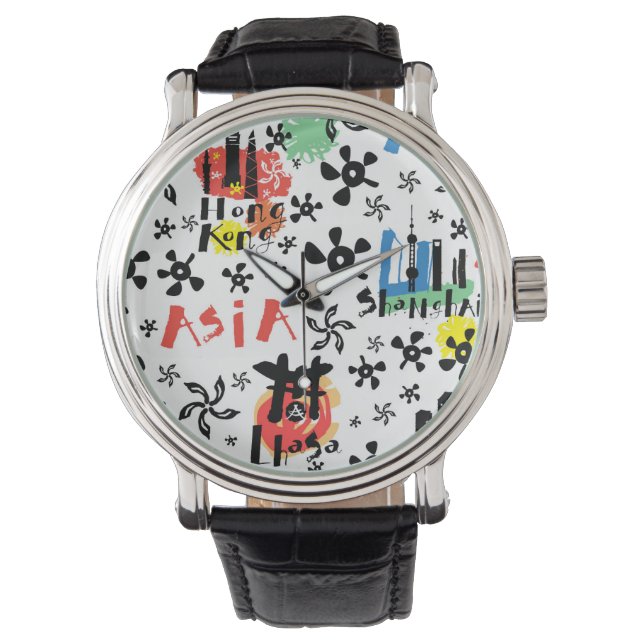 Asien | Muster der Symbole Armbanduhr (Vorderseite)