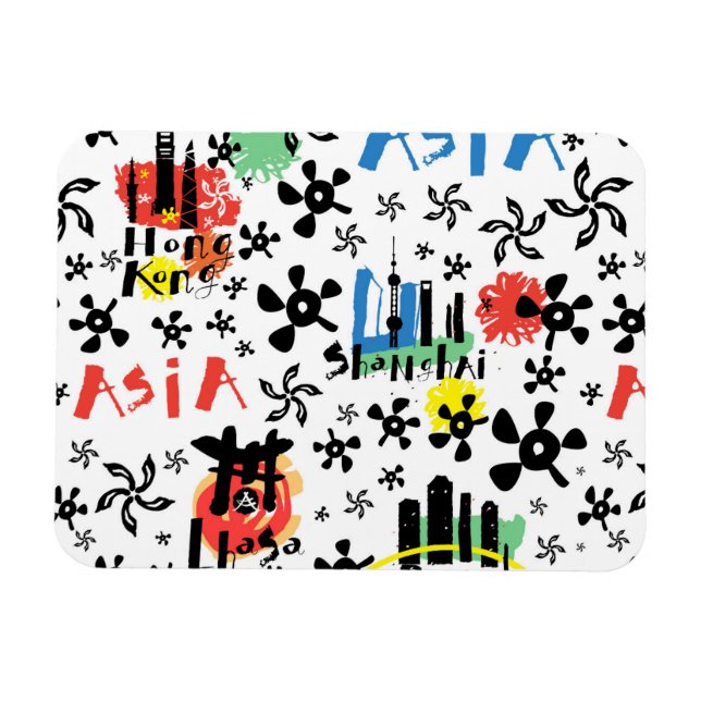 Asien | Muster der Symbole Magnet (Horizontal)