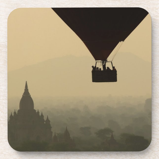 Asien, Myanmar, Bagan, Ballon über Tempel Untersetzer (Vorderseite)