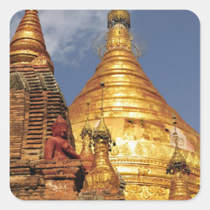 Asien, Myanmar (Birma), Bagan (Pagan). Das Dhamma Quadratischer Aufkleber