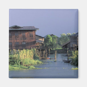 Asien, Myanmar, Inle Lake. Ein schwimmendes Dorf Magnet