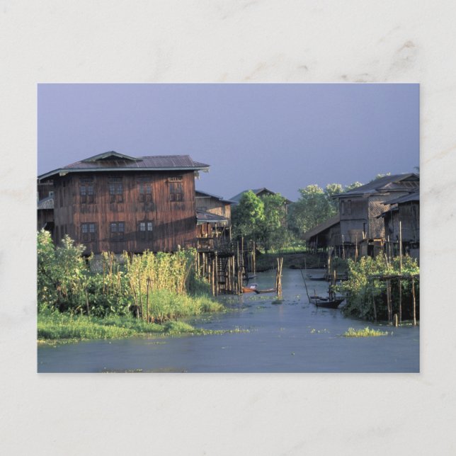 Asien, Myanmar, Inle Lake. Ein schwimmendes Dorf Postkarte (Vorderseite)
