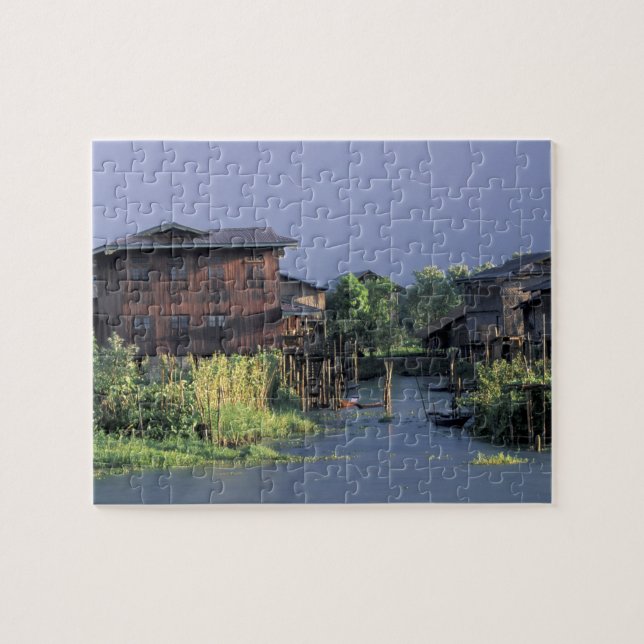 Asien, Myanmar, Inle Lake. Ein schwimmendes Dorf Puzzle (Horizontal)