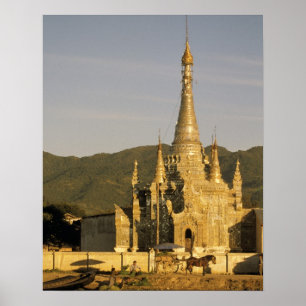 Asien, Myanmar, Inle-See. Pagoden. Poster