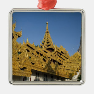 Asien, Myanmar, Yangon. Goldene Stupa von Shwedago Ornament Aus Metall