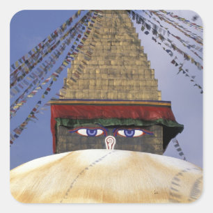 Asien, Nepal, Kathmandu. Bouddhanath Stupa. 2 Quadratischer Aufkleber
