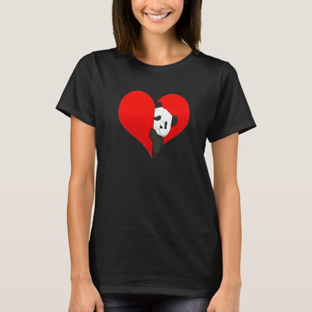 Asien Niedliche Liebe Panda Pun Bear Heart T-Shirt (Vorderseite)