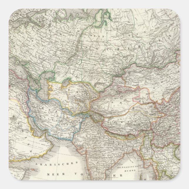 Asien Quadratischer Aufkleber (Vorderseite)