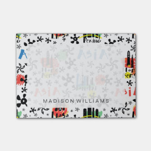 Asien  Symbolmuster Post-it Klebezettel