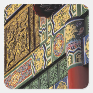 Asien, Taiwan, Taipeh. Grand Hotel, Haupteingang Quadratischer Aufkleber