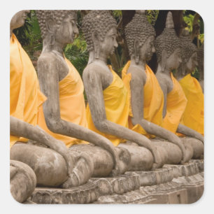 Asien, Thailand, Siam, Buddhas in Ayutthaya Quadratischer Aufkleber