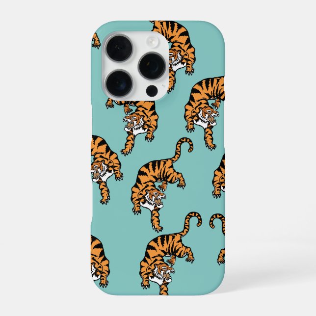Asien-Tiger-Muster iPhone Hülle (Rückseite)