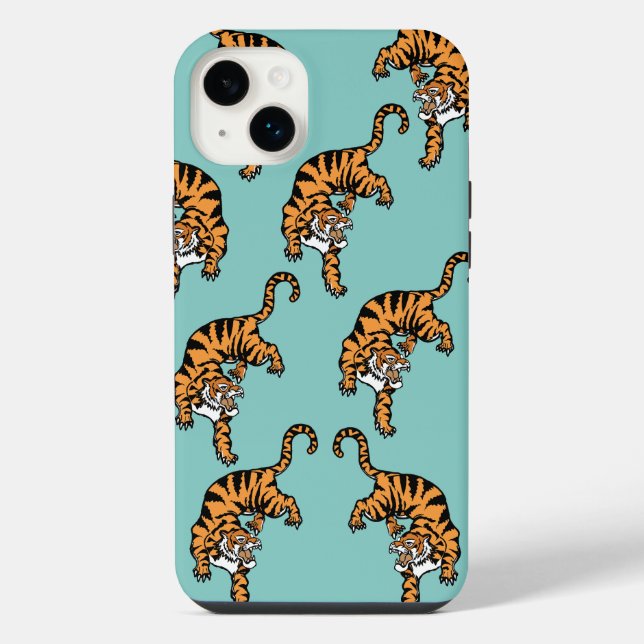 Asien-Tiger-Muster iPhone Hülle (Rückseite)