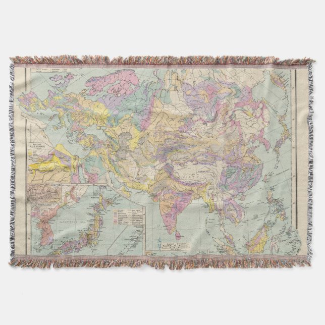 Asien u Europa - Atlas-Karte von Asien und von Decke (Vorderseite)