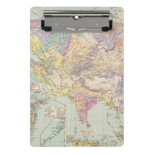 Asien u Europa - Atlas-Karte von Asien und von Mini Klemmbrett