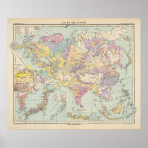 Asien u Europa - Atlas-Karte von Asien und von Poster