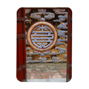 Asien, Vietnam. Verzierte Stadtmauer Magnet