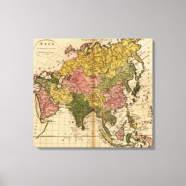 AsienPanoramakarte Asien 7 Leinwanddruck (Vorderseite)