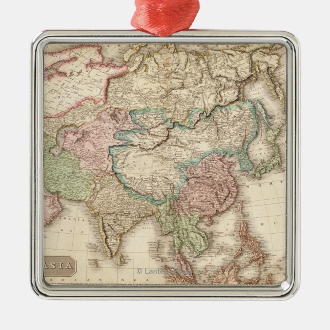 AsienPanoramakarteAsien 12 Silbernes Ornament (Vorne)
