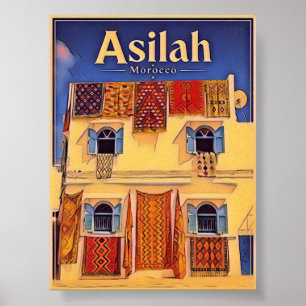 Asilah Marokko blaue Stadt Poster