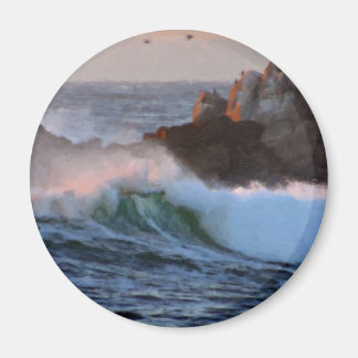Asilomar Beach Wave Big Sur Kalifornien gestrichen Magnet