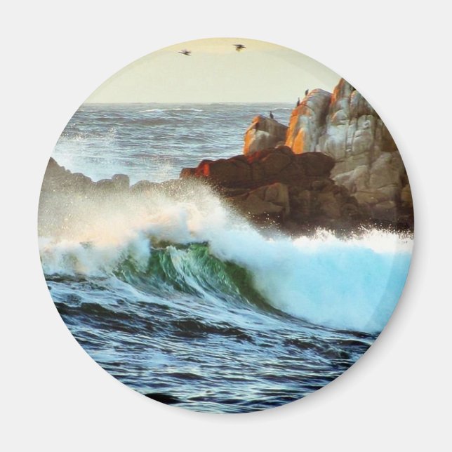 Asilomar-Strände Wellen Ozean Dämmerung Magnet (Vorne)