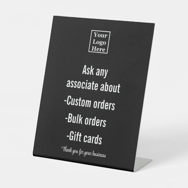 Ask Any Associate About Your Text & Business Logo Sockelschild (Vorderseite)