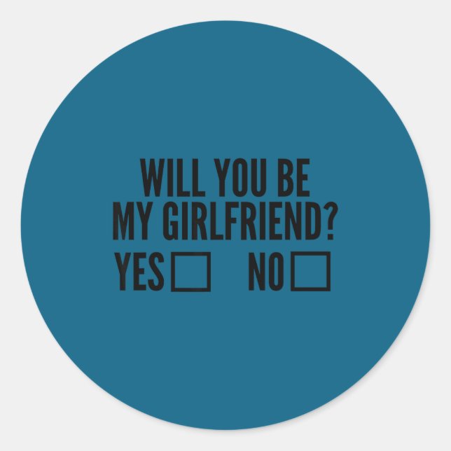 Ask Her Will You Be My Girlfriend Valentine's Day  Runder Aufkleber (Vorderseite)