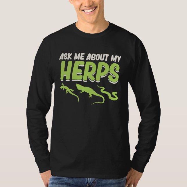 Ask Me About Herps Reptiles  Pet Reptile Owner Gra T-Shirt (Vorderseite)