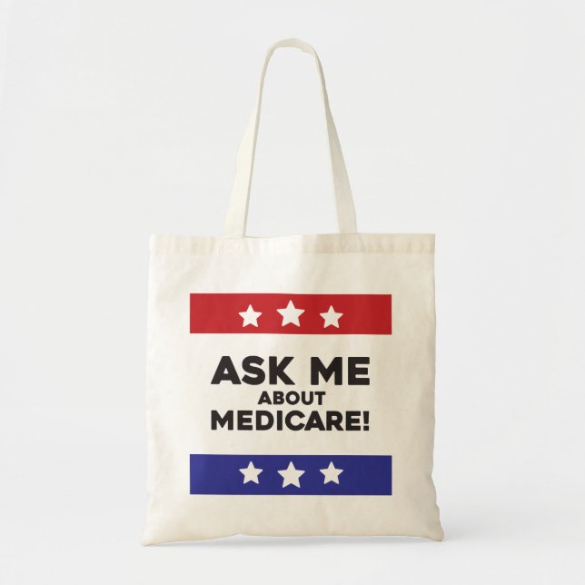 Ask Me About Medicare Tote Tragetasche (Vorne)