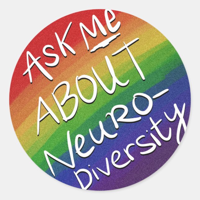 Ask Me About Neurodiversity Runder Aufkleber (Vorderseite)