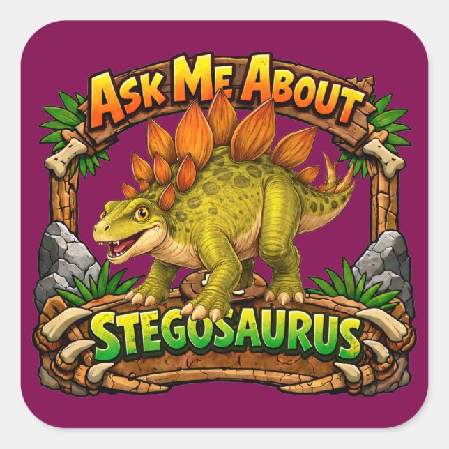 Ask Me About the Stegosaurus | 3 inch Sticker (Vorderseite)