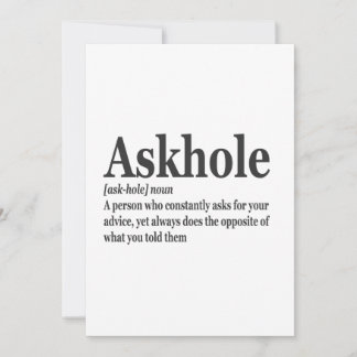 Askhole Definition Unglaublich witzig Gag Wörterbu Einladung