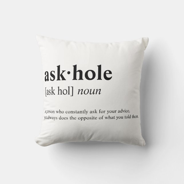 Askhole - Wörterbuchbedeutung Kissen (Vorderseite)