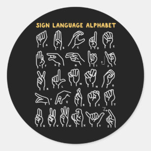 Asl Abc Amerikanische Gebärdensprache Alphabet Ret Runder Aufkleber
