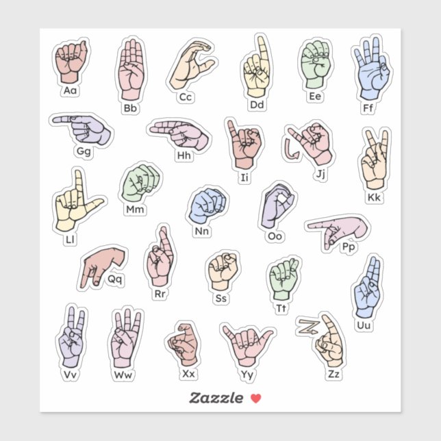 ASL ABC Sticker – Bright & Educational Sticker (Blatt)