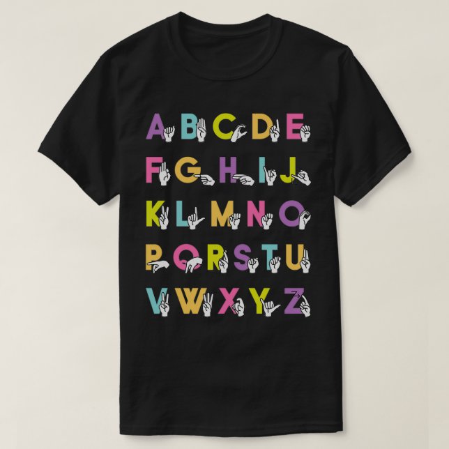 ASL Alphabet Gebärdensprache für immer rosa T-Shirt (Design vorne)