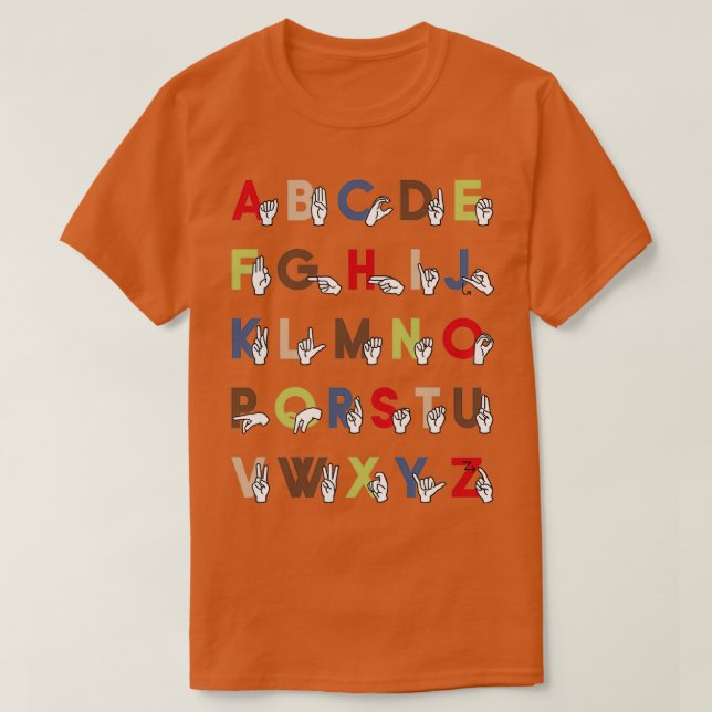 ASL Alphabet Sign Language Country T-Shirt (Design vorne)