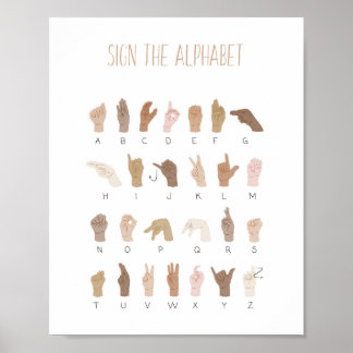 ASL American Sign Language Alphabet Poster