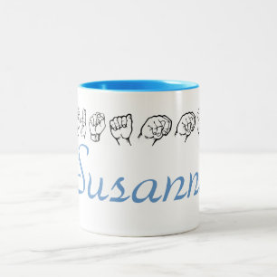ASL American Sign Language Finger geschrieben Susa Zweifarbige Tasse