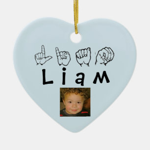 ASL American Sign Language Fingerbuchstabe Liam Keramik Ornament