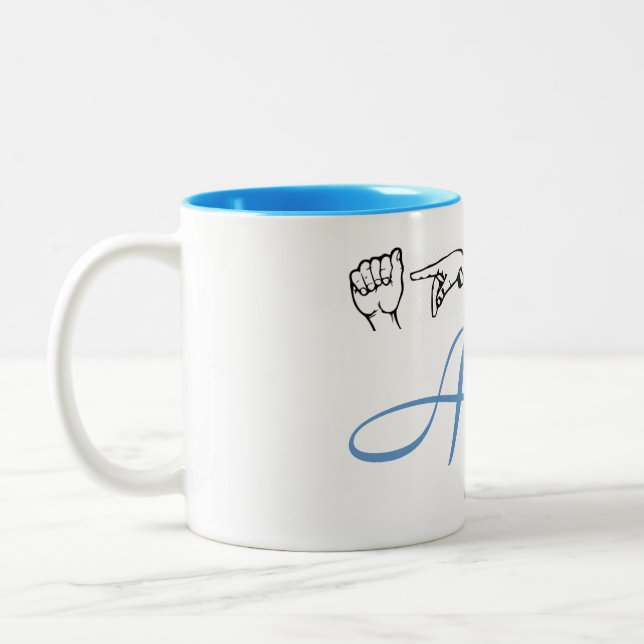 ASL American Sign Language Fingerbuchstaben vom 2. Zweifarbige Tasse (Links)