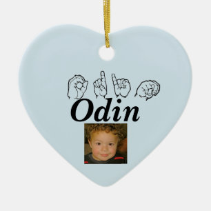 ASL American Sign Language Fingersprich Odin Keramik Ornament